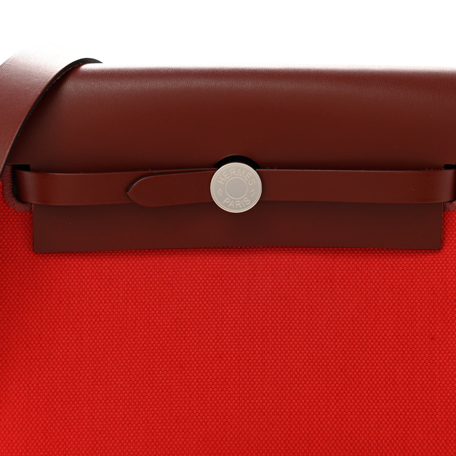 Hermes Military Toile Vache Hunter Herbag Zip Retourne 20 Rouge Piment Rouge H 14 of 19