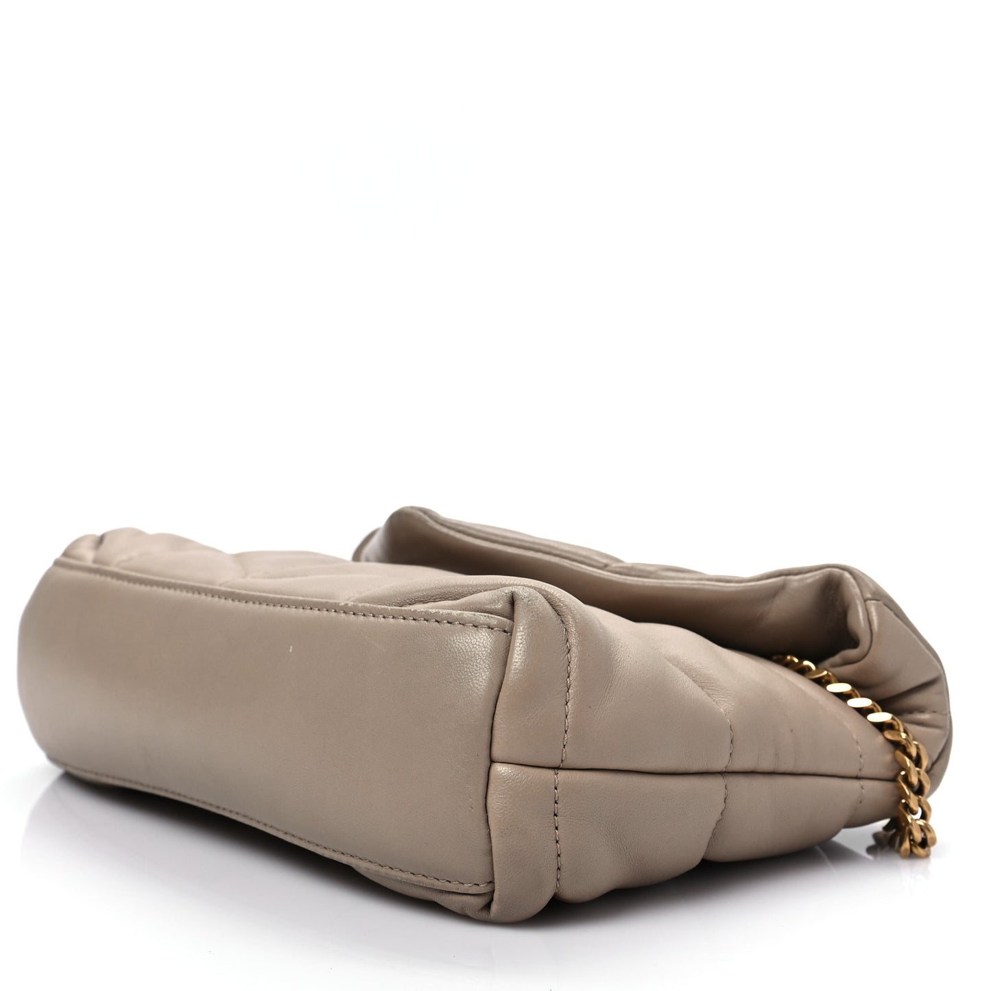 Lambskin Quilted Toy Loulou Puffer Monogram Chain Satchel Dark Beige