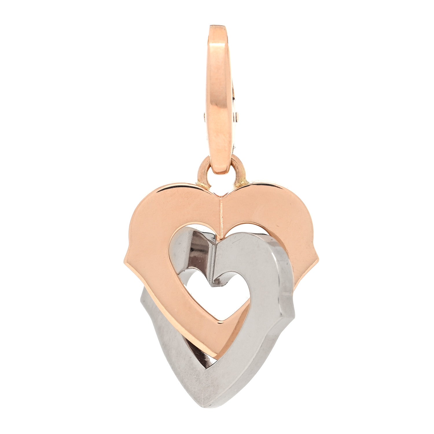 Cartier 18K White Pink Gold Double Heart Charm 1 of 3
