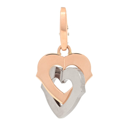 Cartier 18K White Pink Gold Double Heart Charm 1 of 3