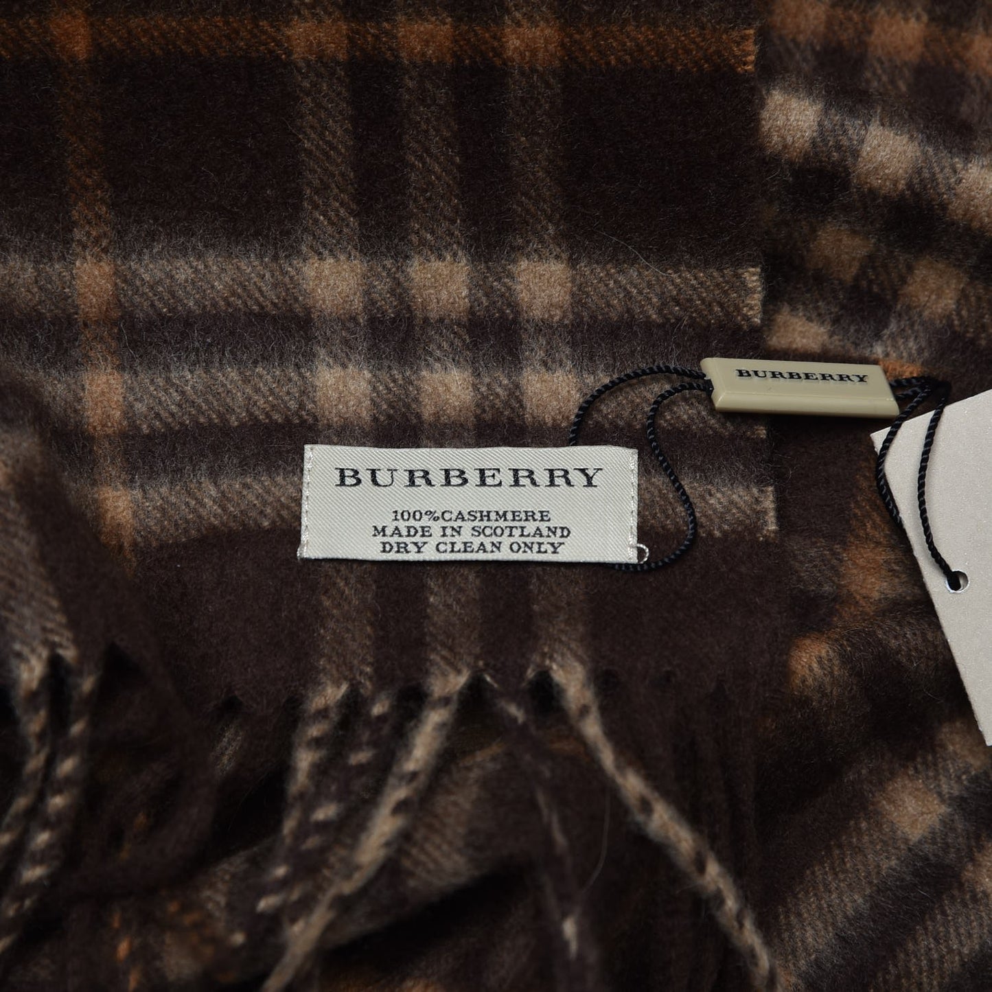 Cashmere Classic Check Fringe Scarf Caramel