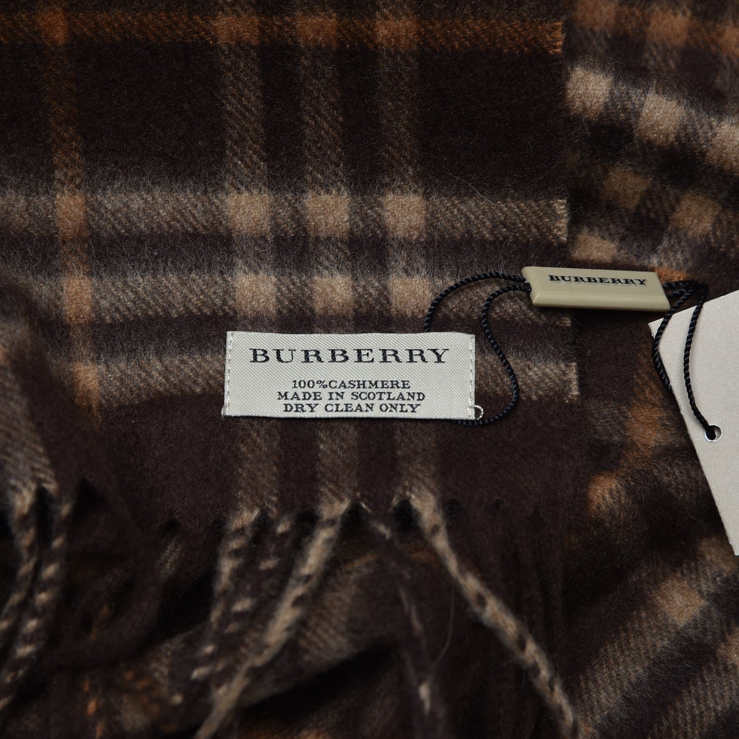 Burberry Cashmere Classic Check Fringe Scarf Caramel 4 of 5