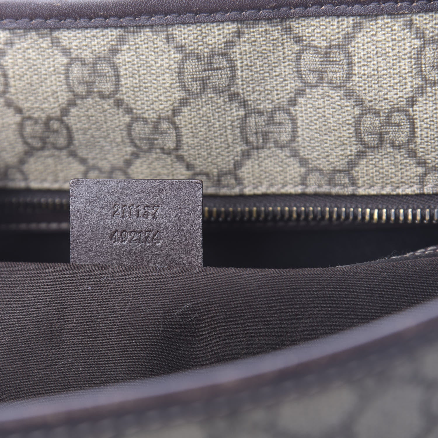 Gucci GG Supreme Monogram Medium Zippered Shopping Tote Dark Brown 9 of 12