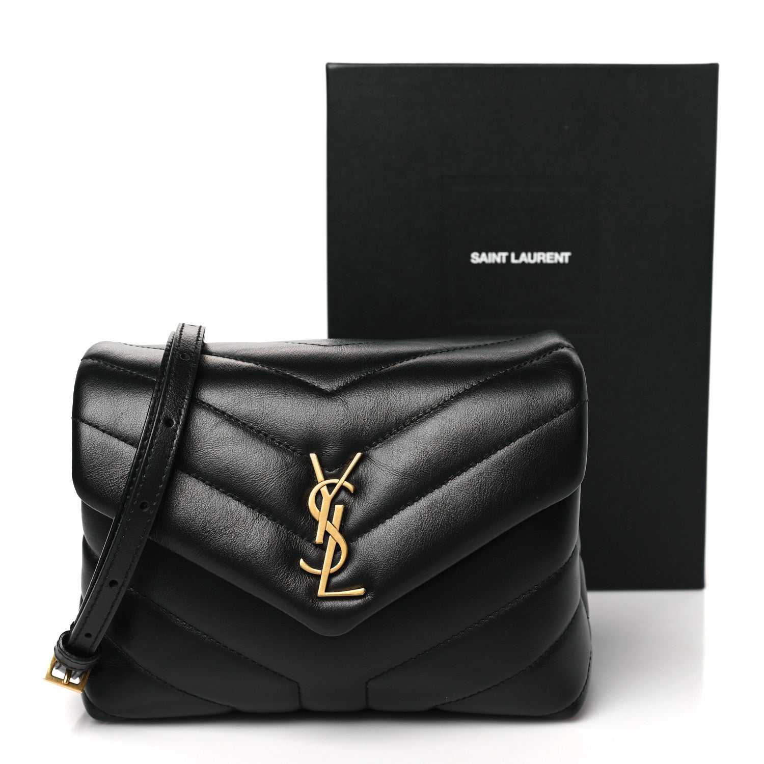Saint Laurent Calfskin Y Quilted Monogram Toy Loulou Crossbody Bag Black 11 of 11