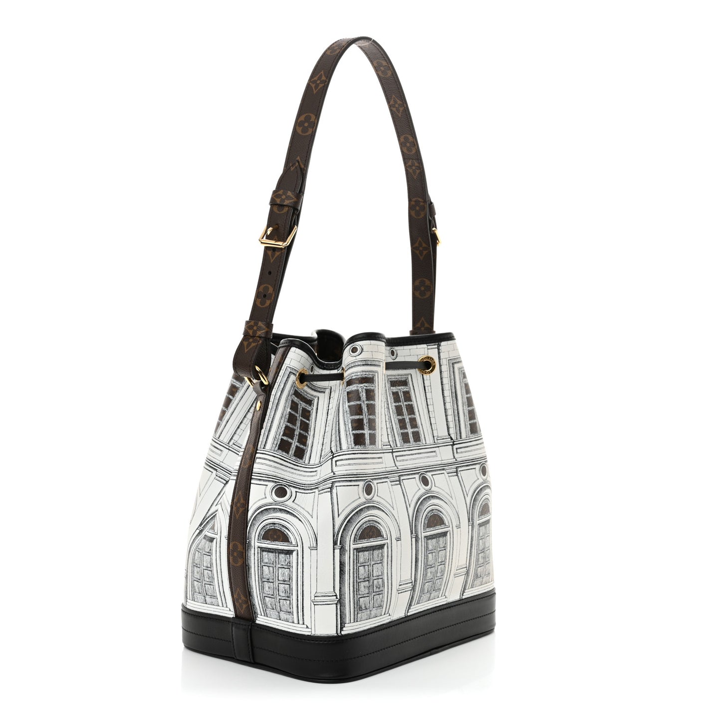 X FORNASETTI Calfskin Architettura Noe MM Black White
