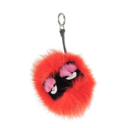 Fendi Fox Mink Rabbit Fur Saksy Monster Bag Bug Charm Tangerine 1 of 4