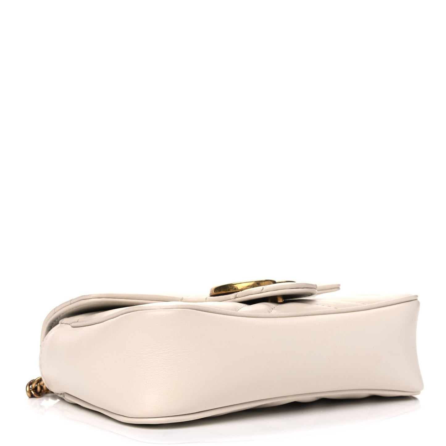 Calfskin Matelasse Super Mini GG Marmont Shoulder Bag White
