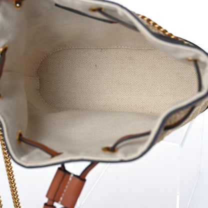 Valentino Garavani Raffia Calfskin Vlogo Drawstring Shoulder Bag Naturale Saddle Brown 7 of 8