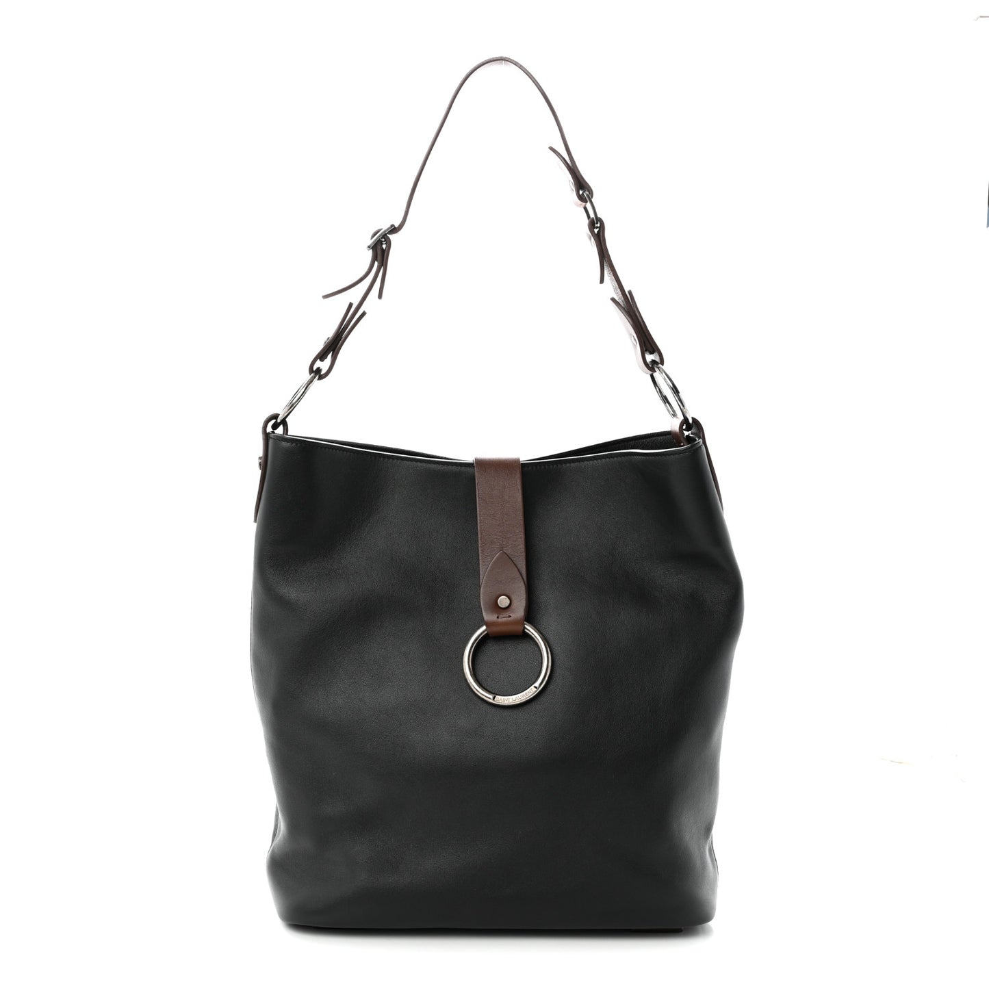 Calfskin Ring Tote Black Brown