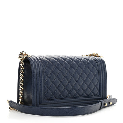 Chanel Caviar Quilted Medium Boy Flap Dark Blue 2 of 10