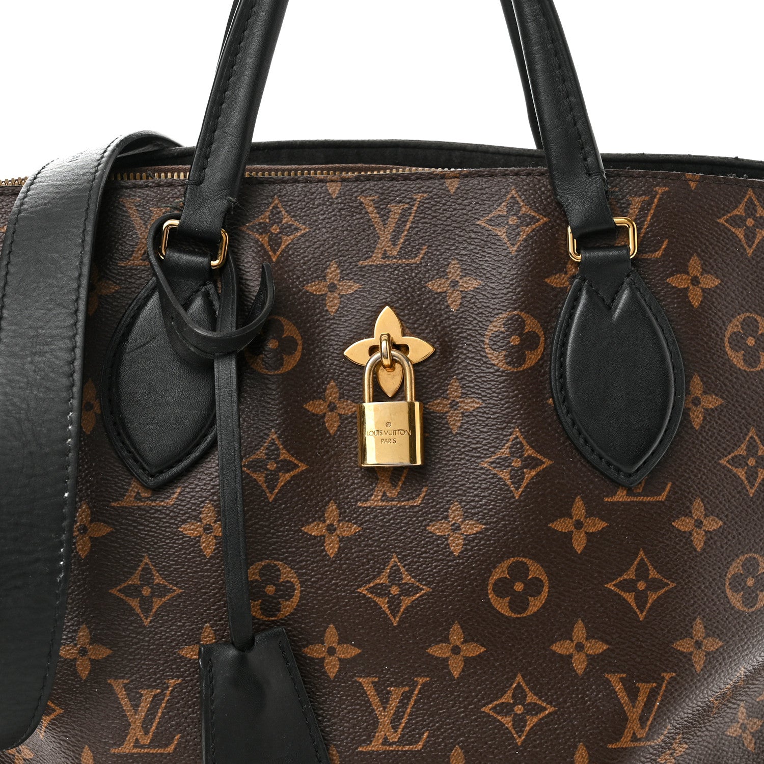 Louis Vuitton Monogram Flower Zipped Tote MM Black 9 of 22