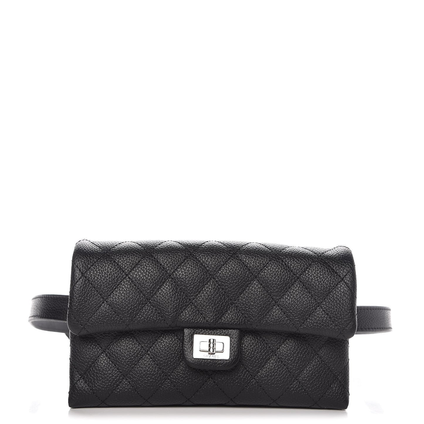 Grained Calfskin Quilted 2.55 Reissue Flap Belt Bag Clutch Black