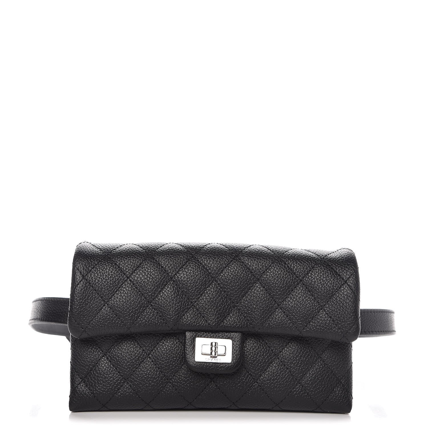 Chanel Grained Calfskin Quilted 2.55 Reissue Flap Belt Bag Clutch Black 1 of 7