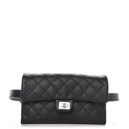 Chanel Grained Calfskin Quilted 2.55 Reissue Flap Belt Bag Clutch Black 1 of 7
