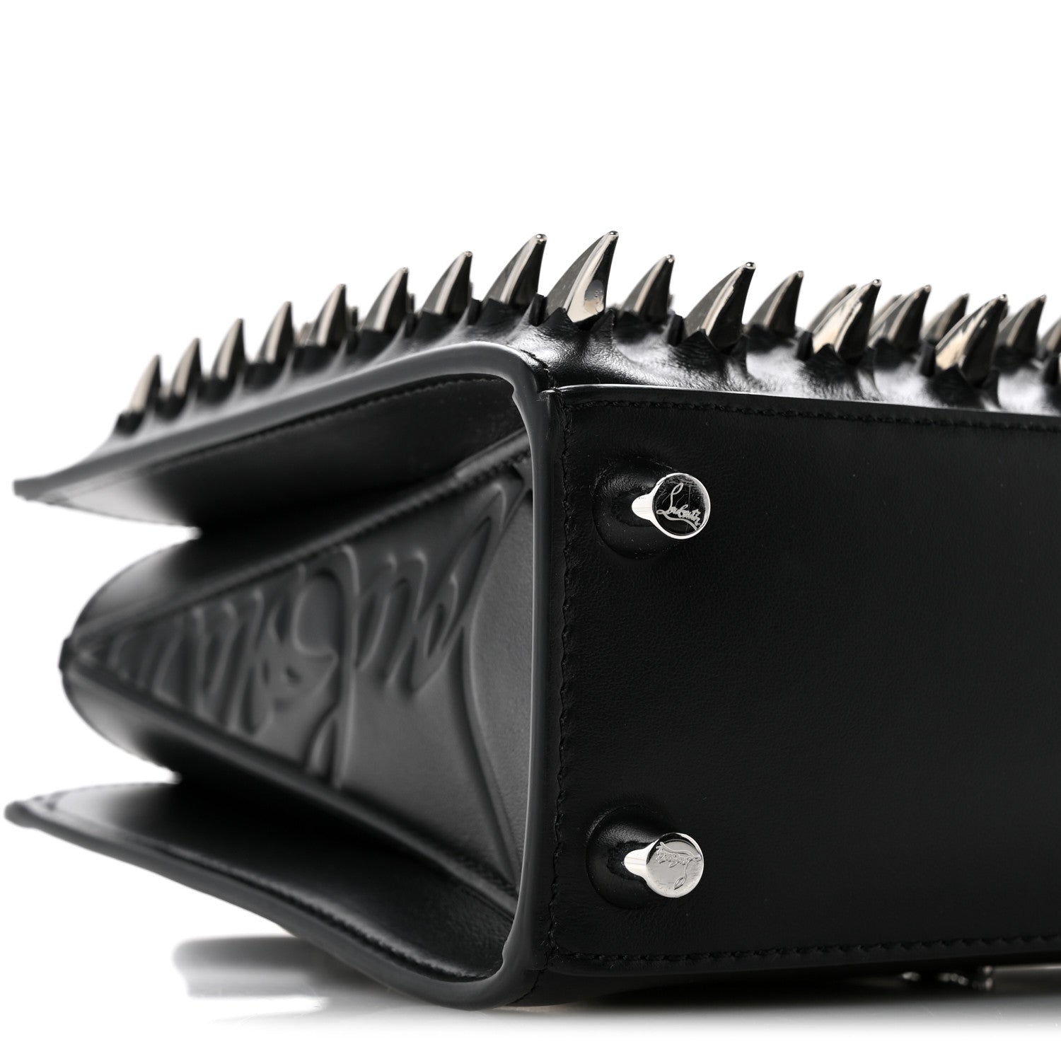 Christian Louboutin Calfskin Paris Spikes Claw Mini Paloma  Black Silver 9 of 11