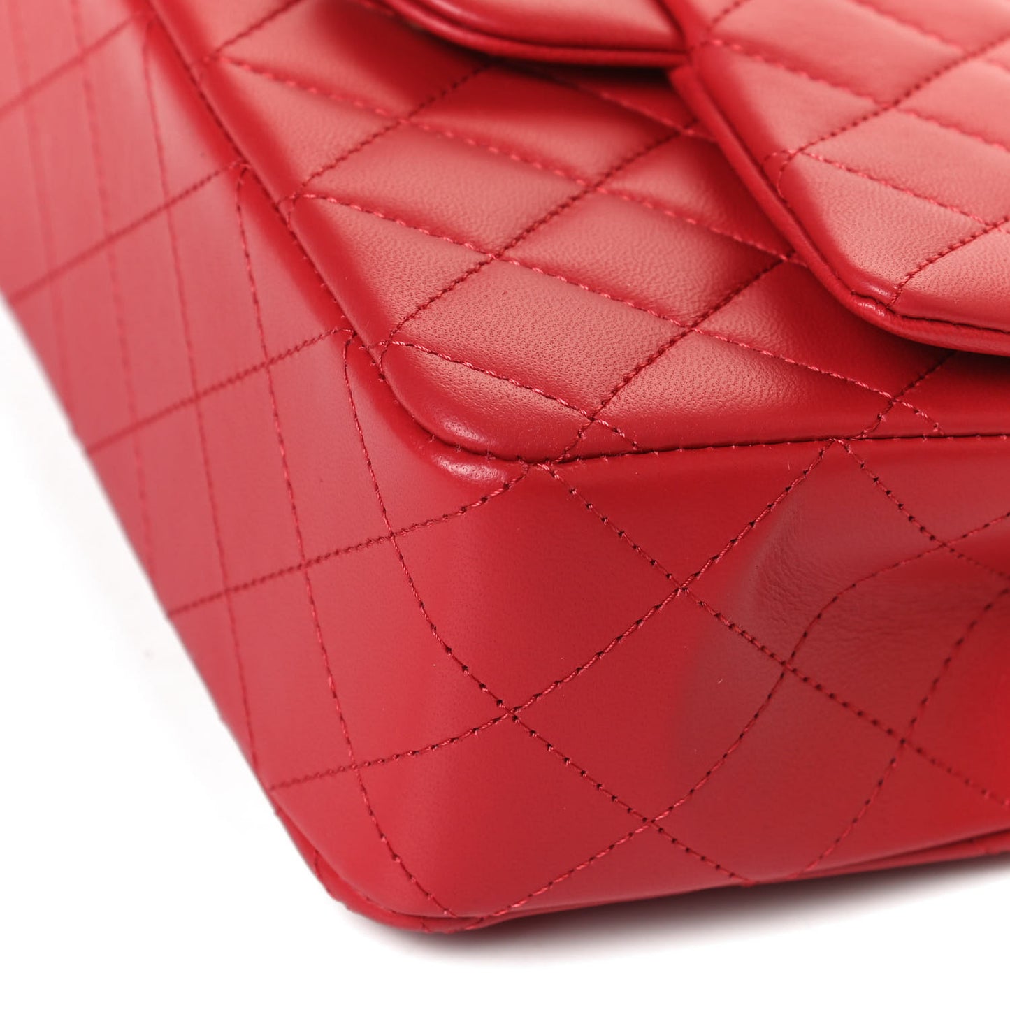 Lambskin Quilted Mini Top Handle Rectangular Flap Red