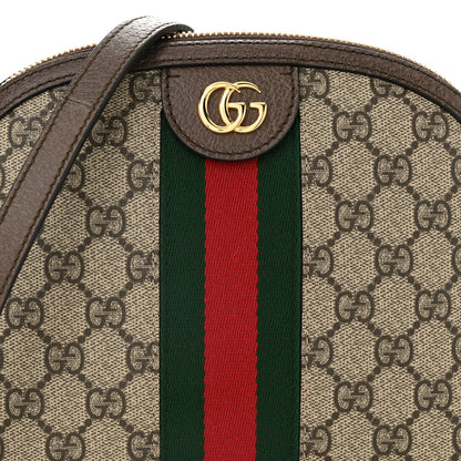 Gucci GG Supreme Monogram Textured Dollar Calfskin Web Small Ophidia Dome Shoulder Bag Beige Ebony New Acero 8 of 12