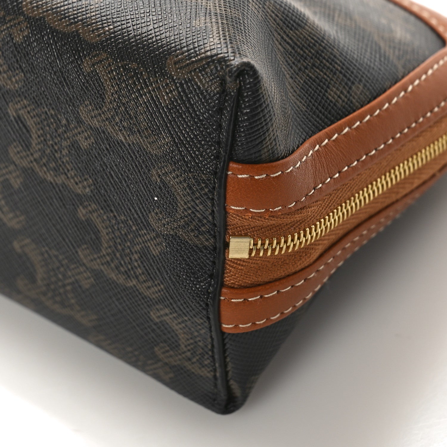 Celine Triomphe Canvas Lambskin Clutch On Chain Tan 7 of 7