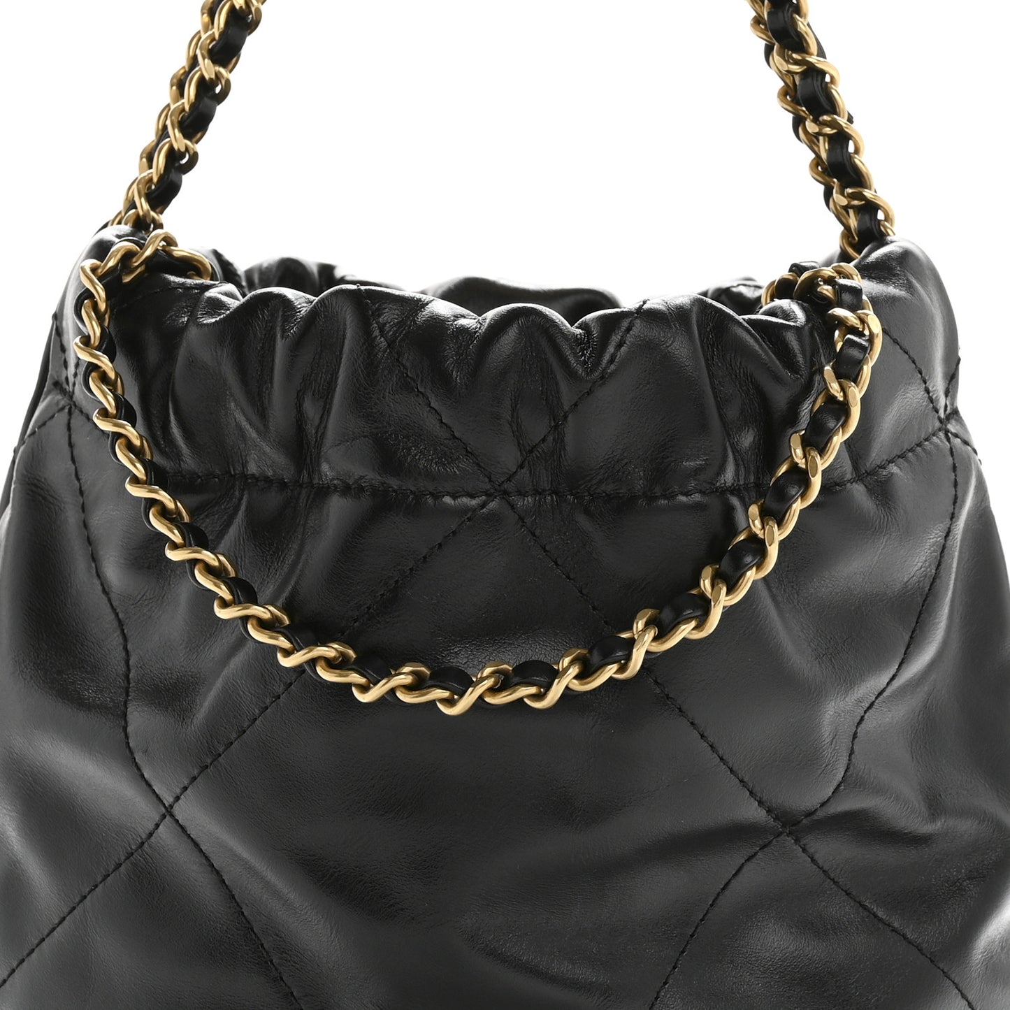 Shiny Calfskin Quilted Mini Chanel 22 Black White Black White