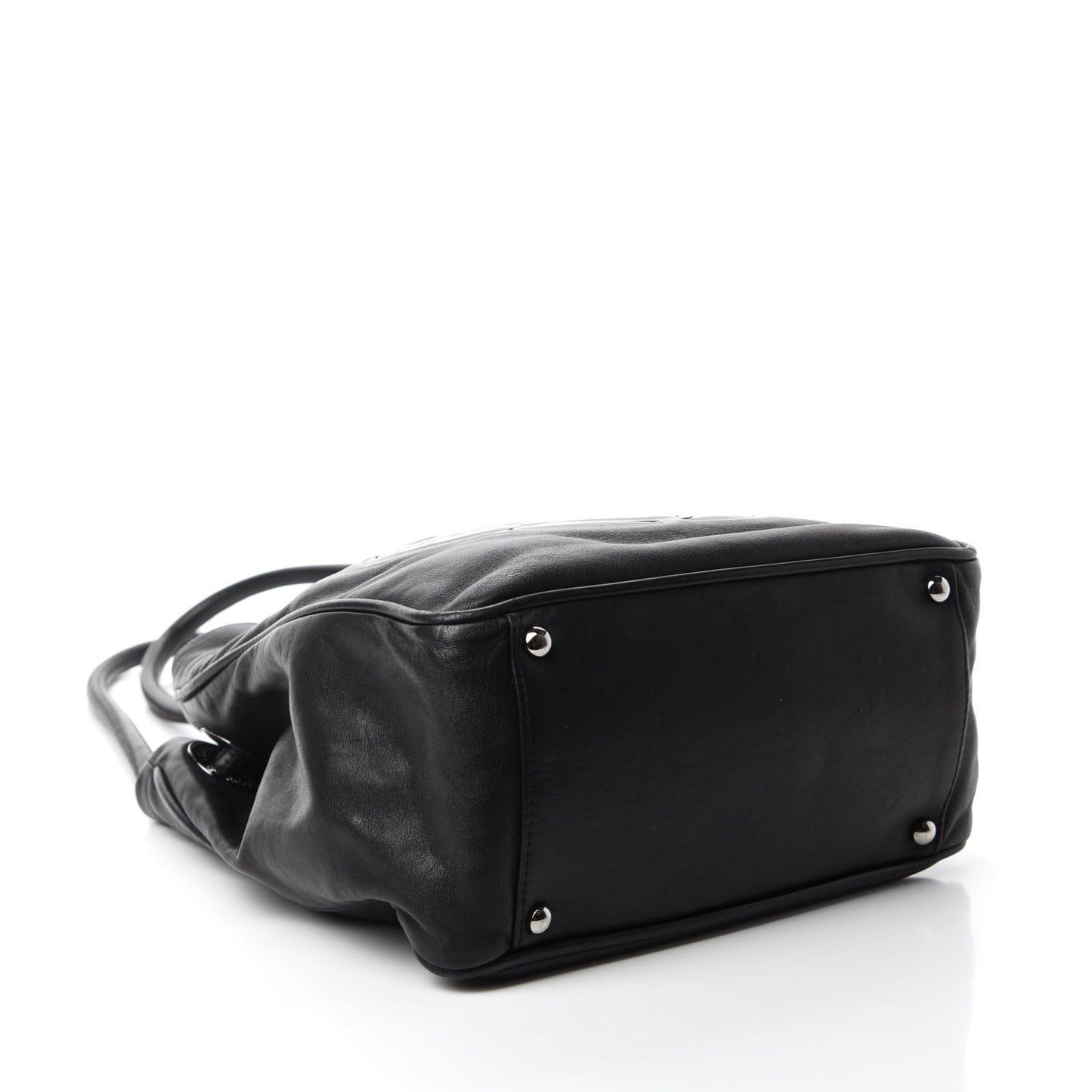 Lambskin Patent Calfskin Camellia Tote Black