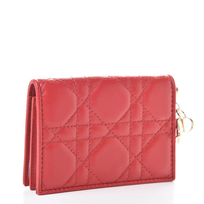 Christian Dior Lambskin Cannage Small Lady Dior Flap Card Holder Red 3 of 8