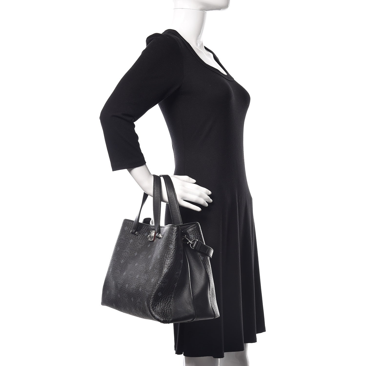 MCM Visetos Large Essential Tote Black 3 of 14