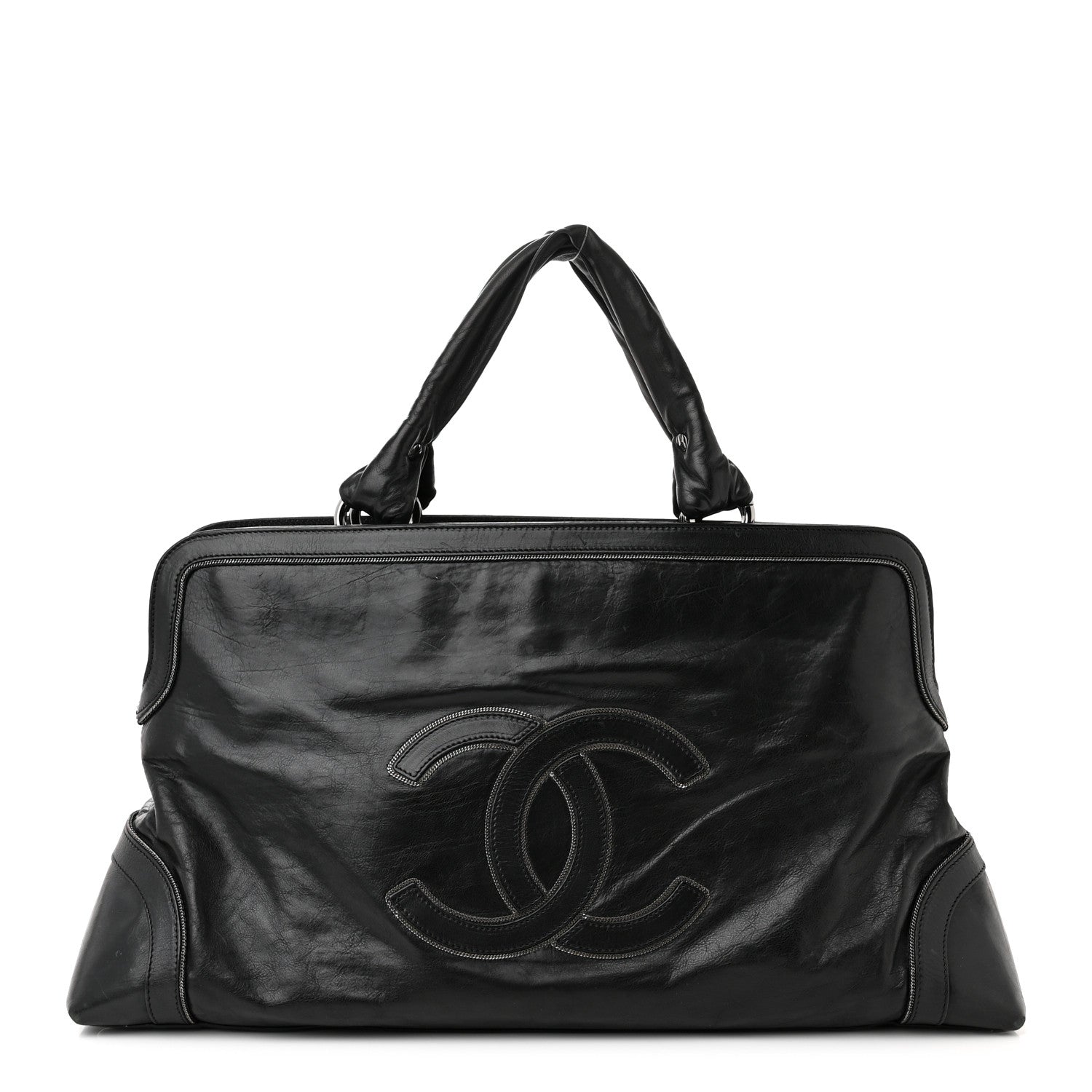 Chanel Lambskin East West Soho Shopper Black 1 of 15