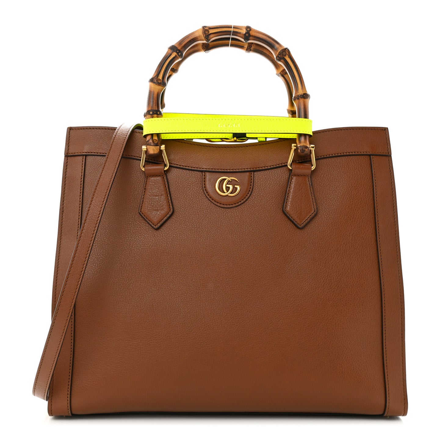 Wonka Grain Calfskin Medium Diana Tote Bag Cuir Yellow Fluo