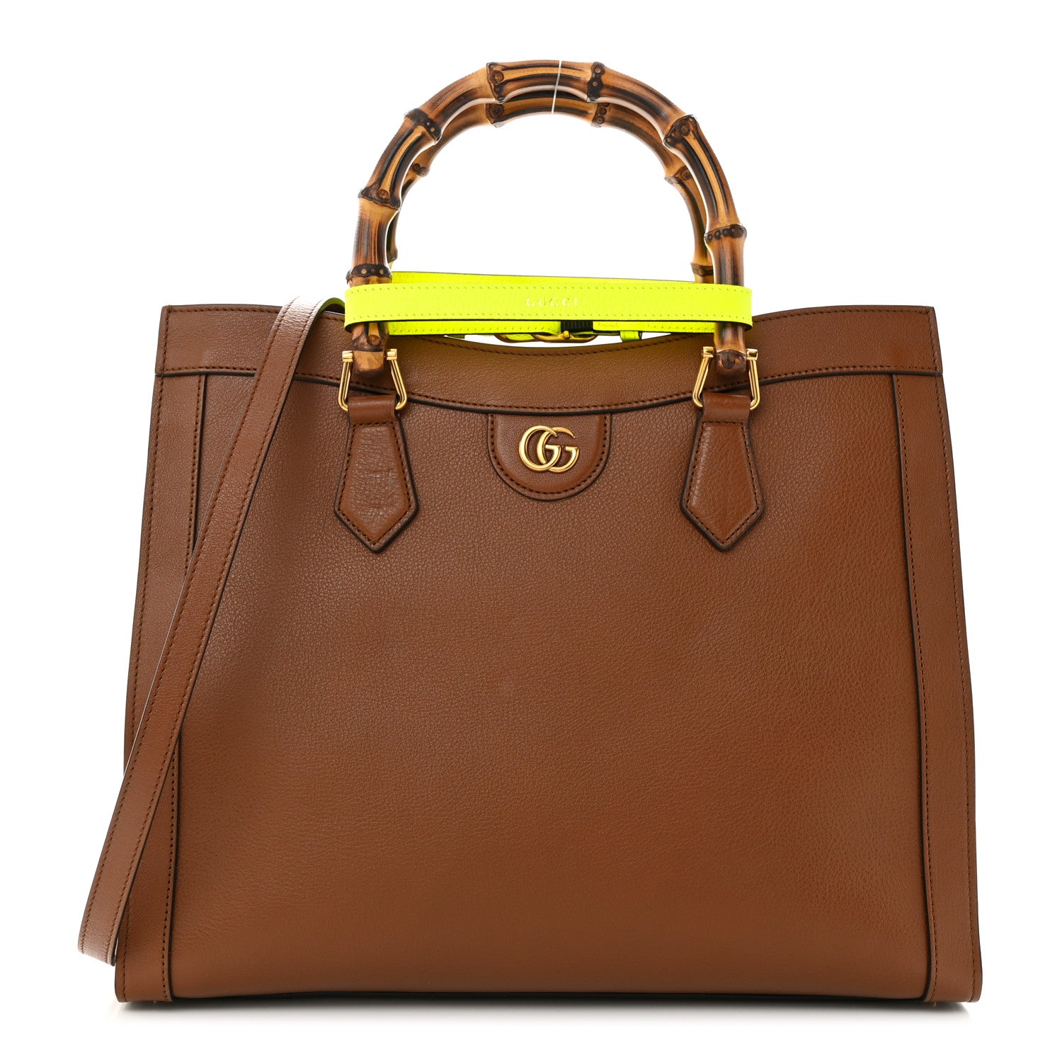 Gucci Wonka Grain Calfskin Medium Diana Tote Bag Cuir Yellow Fluo 1 of 13