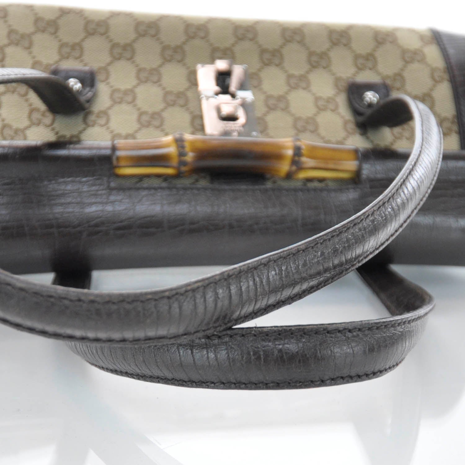 Gucci Monogram Bamboo Bullet Satchel Brown 6 of 9