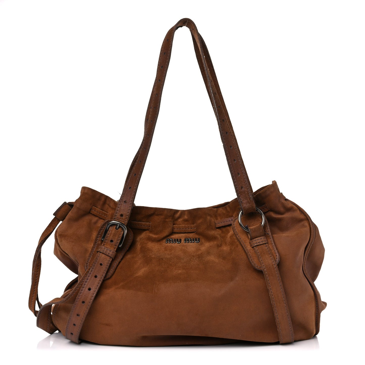 Suede Drawstring Tote Brown