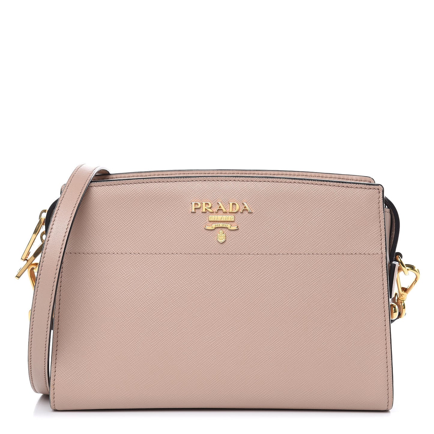 Saffiano City Calfskin Esplanade Crossbody Bag Cipria