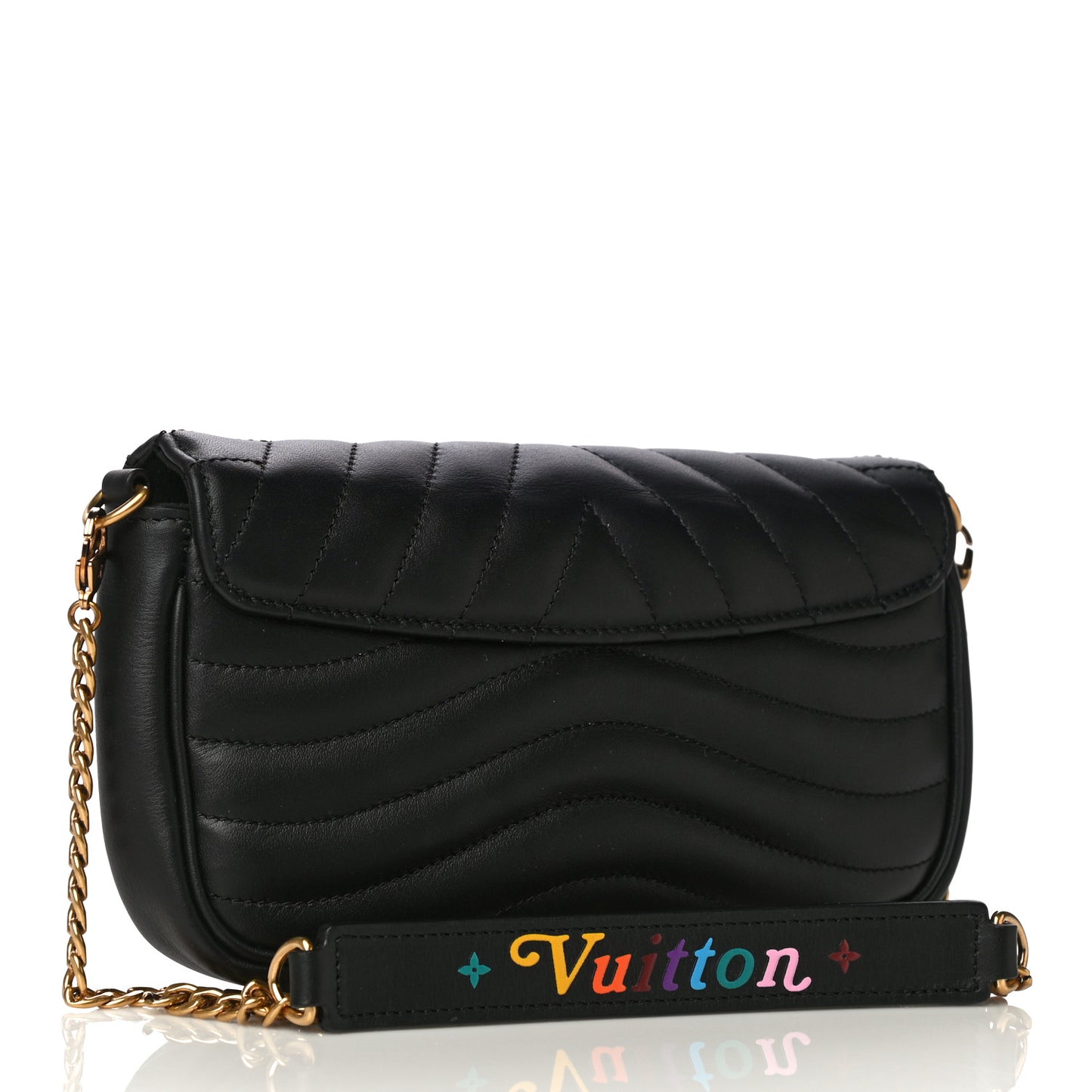 Calfskin New Wave Chain Pochette Black