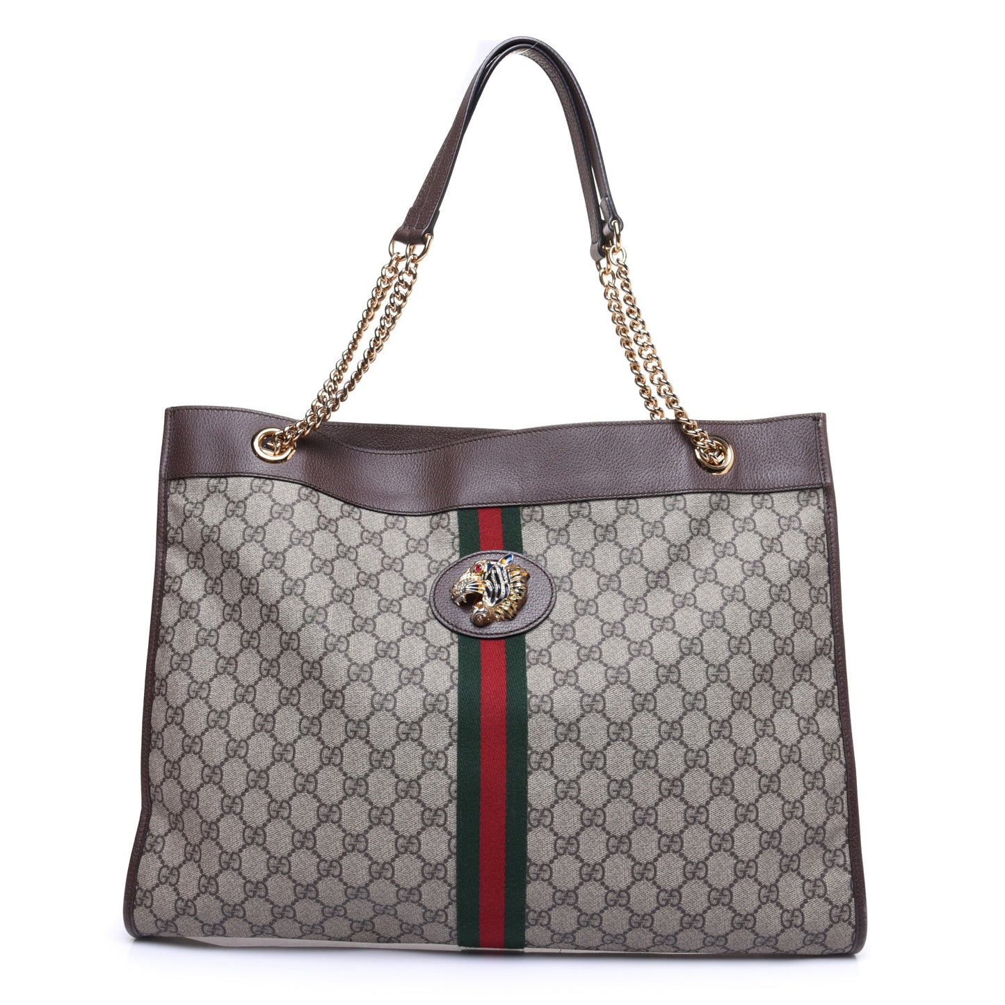 GG Supreme Monogram Large Rajah Chain Tote Beige New Acero