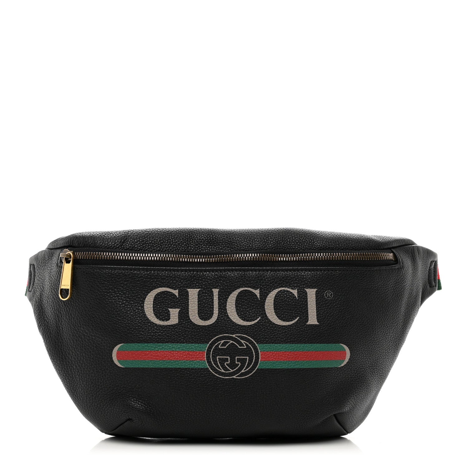 Gucci Grained Calfskin Logo Belt Bag Black 1 of 9