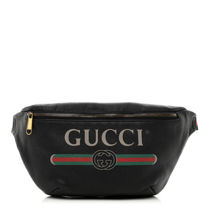 Gucci Grained Calfskin Logo Belt Bag Black 1 of 9