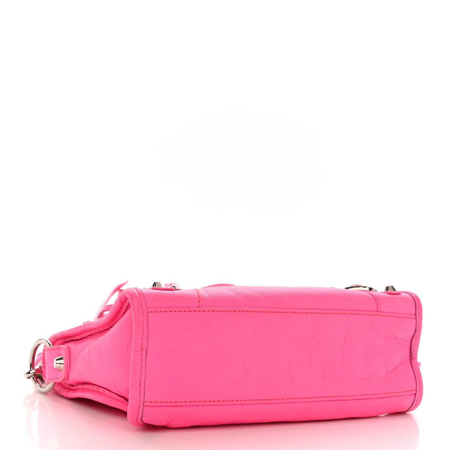 Agneau Classic Silver Hardware Mini City Rose Fluo