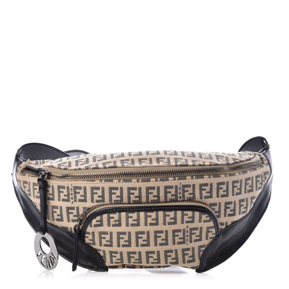 Fendi Zucchino Vitello Pocket Waist Bag Beige Azzurro Blue 1 of 11