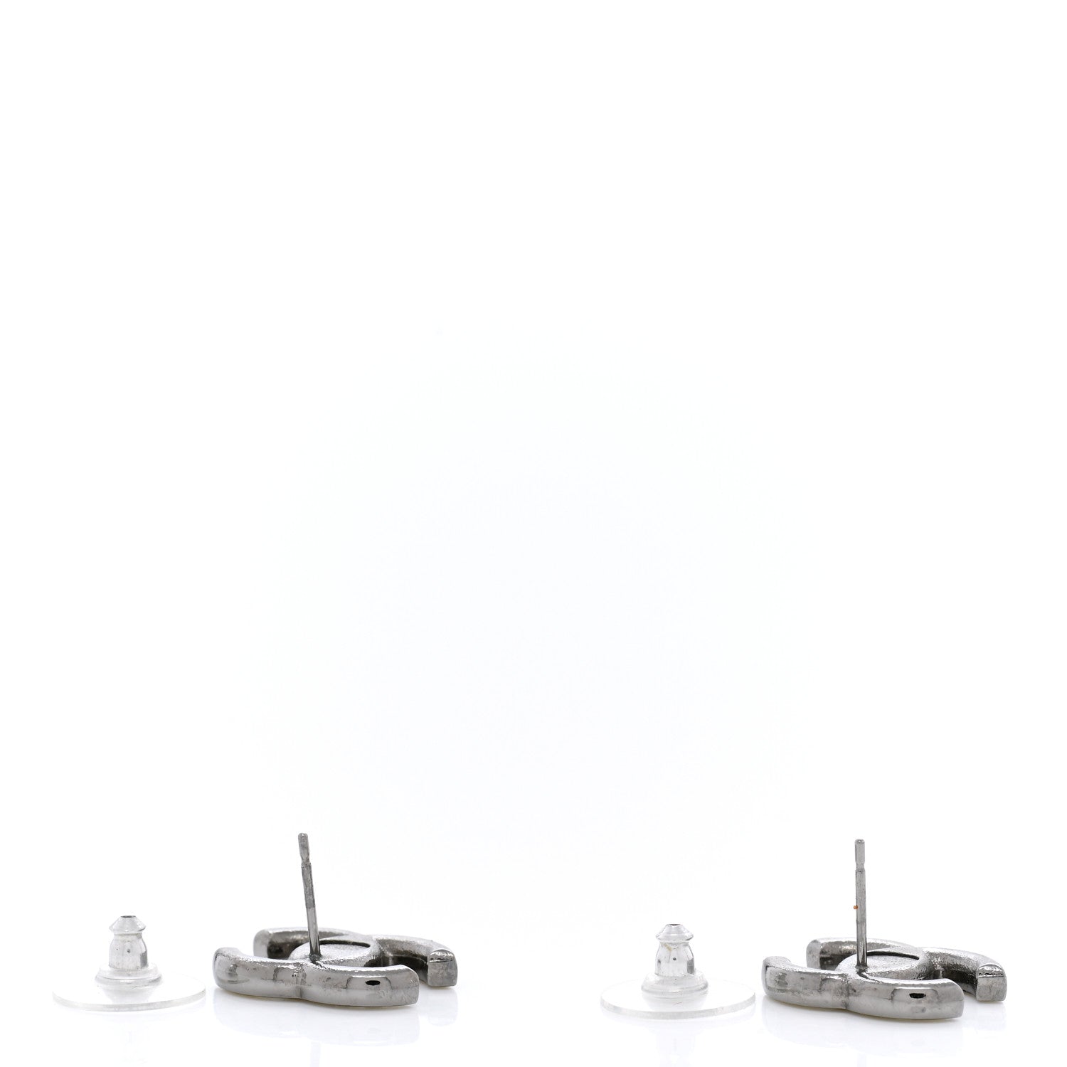 Chanel Enamel Glitter CC Earrings Silver Yellow 4 of 5