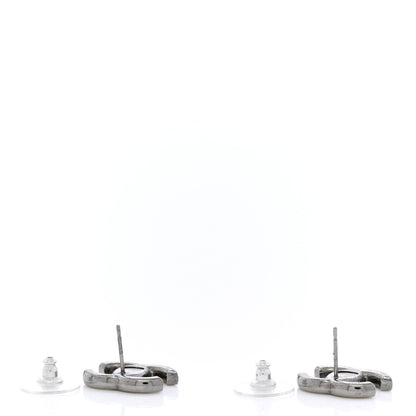Chanel Enamel Glitter CC Earrings Silver Yellow 4 of 5