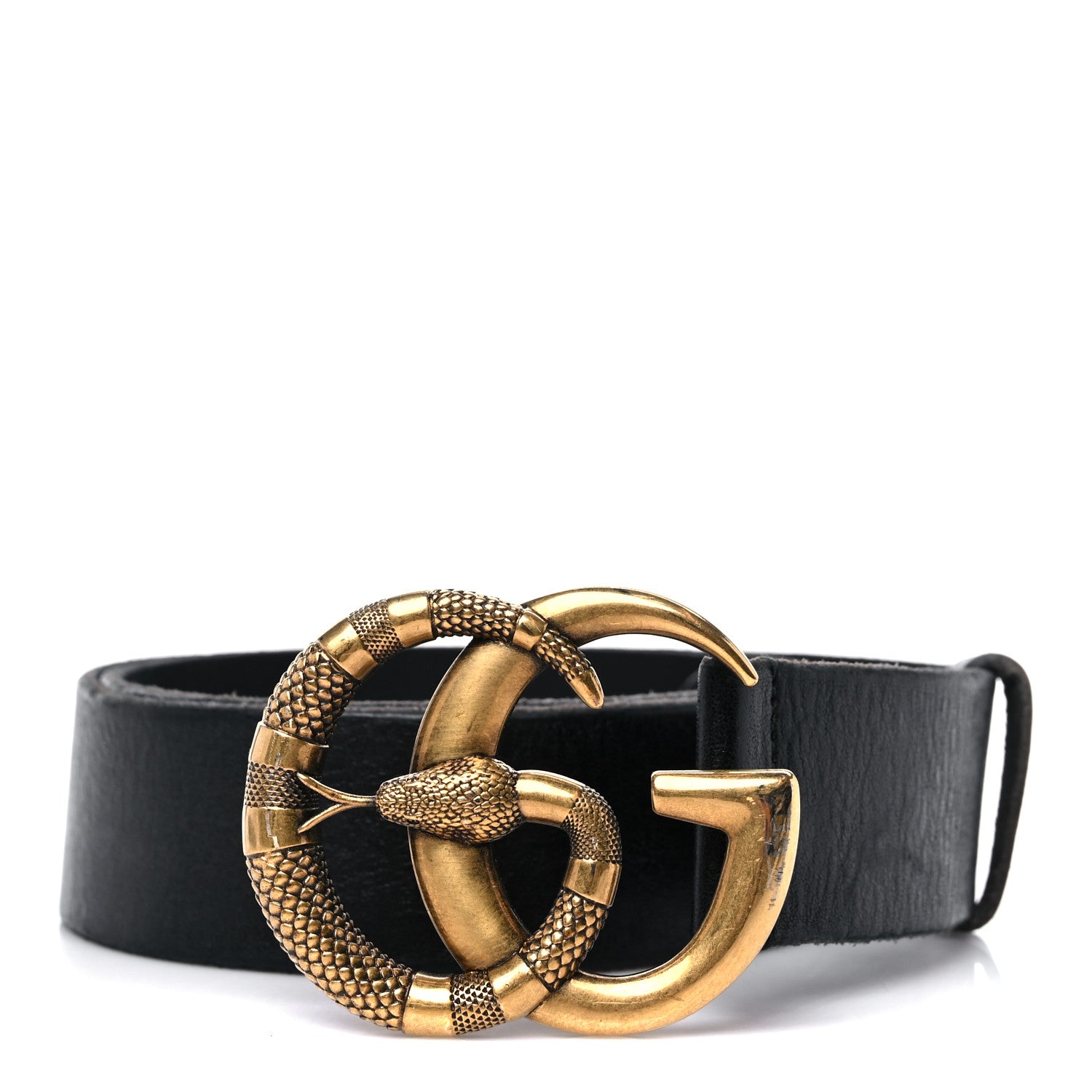 Gucci Faded Calfskin Snake Double G 40mm Belt 85 34 Black 1 of 8