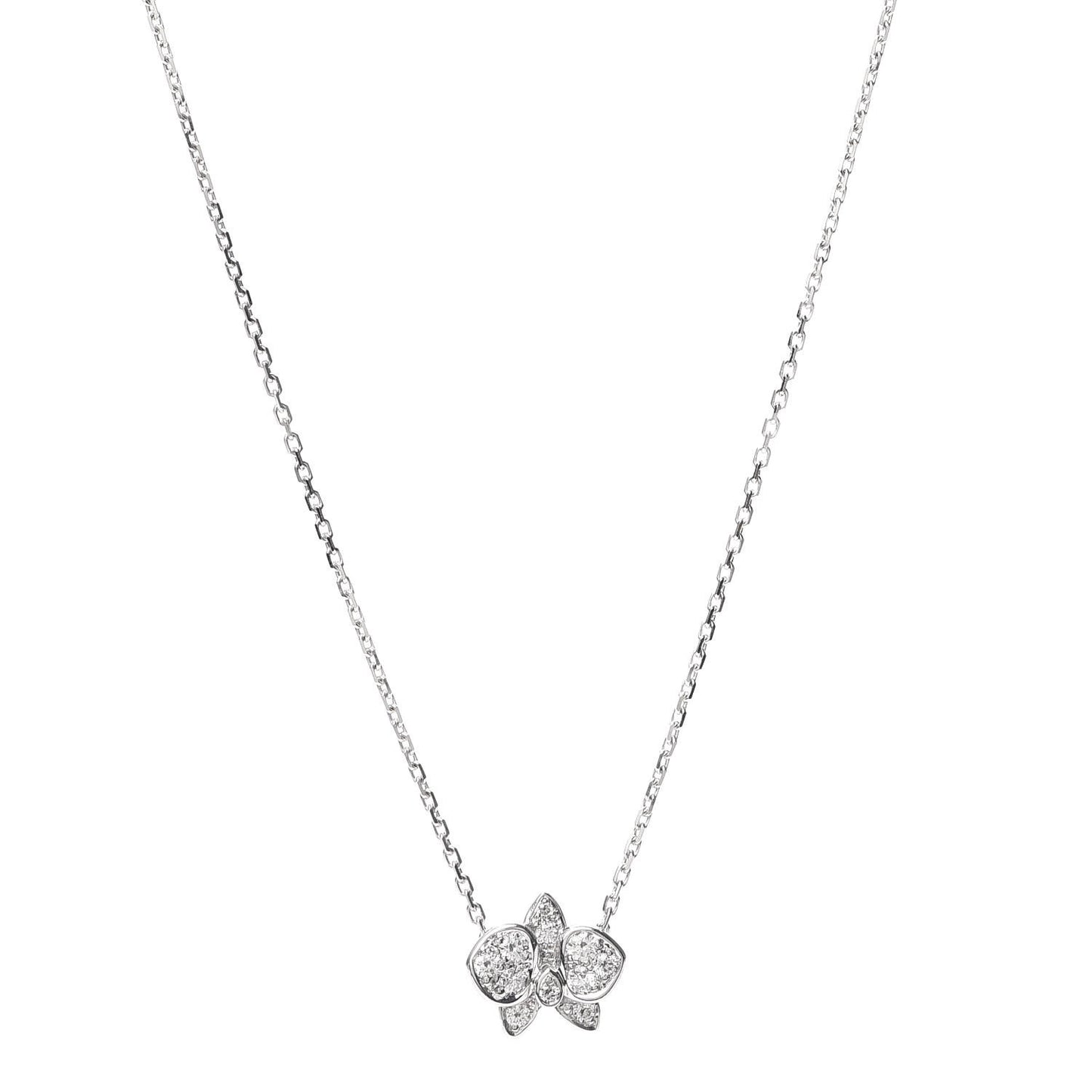 18K White Gold Diamond Caresse D'Orchidees Par Necklace