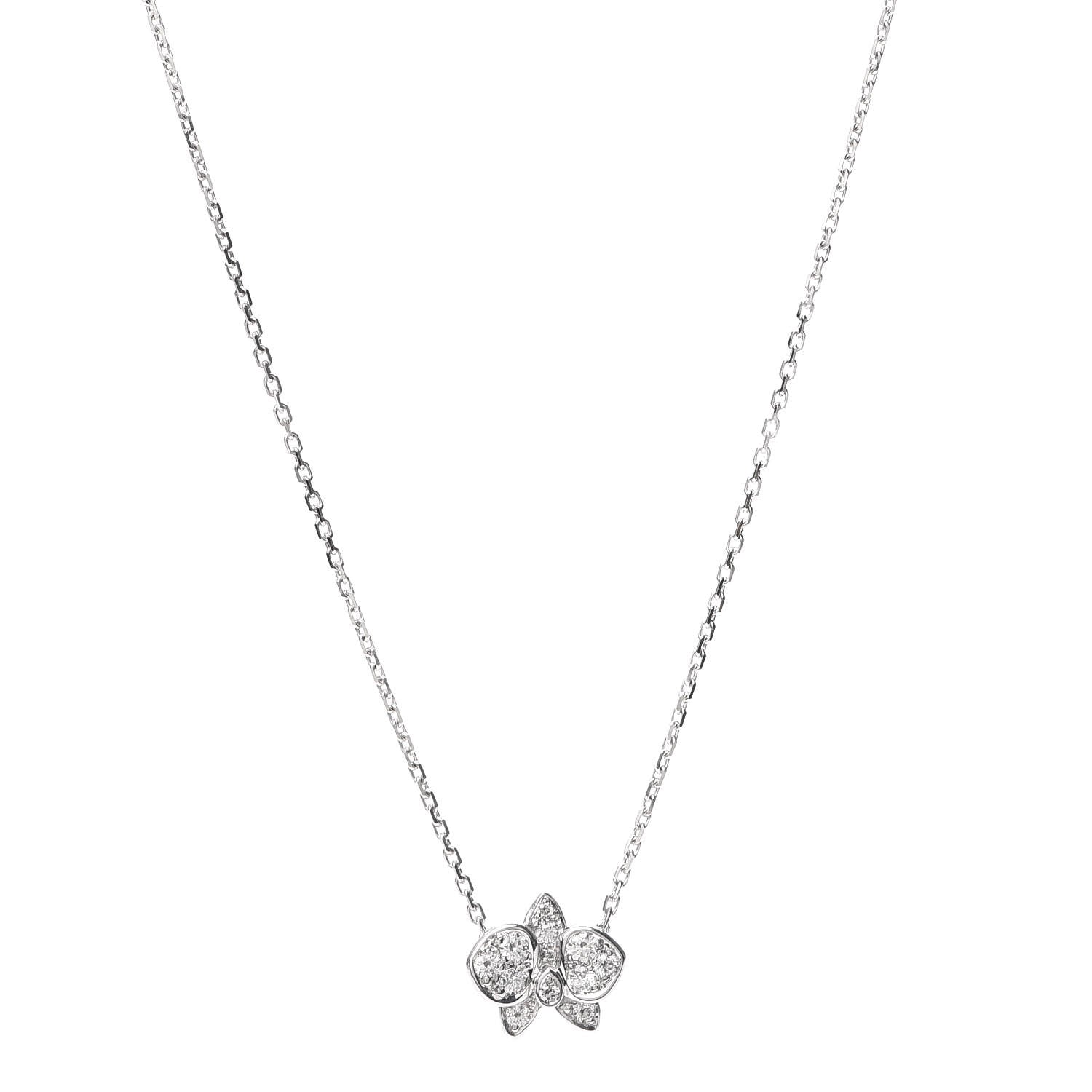 Cartier 18K White Gold Diamond Caresse D'Orchidees Par Necklace 1 of 5