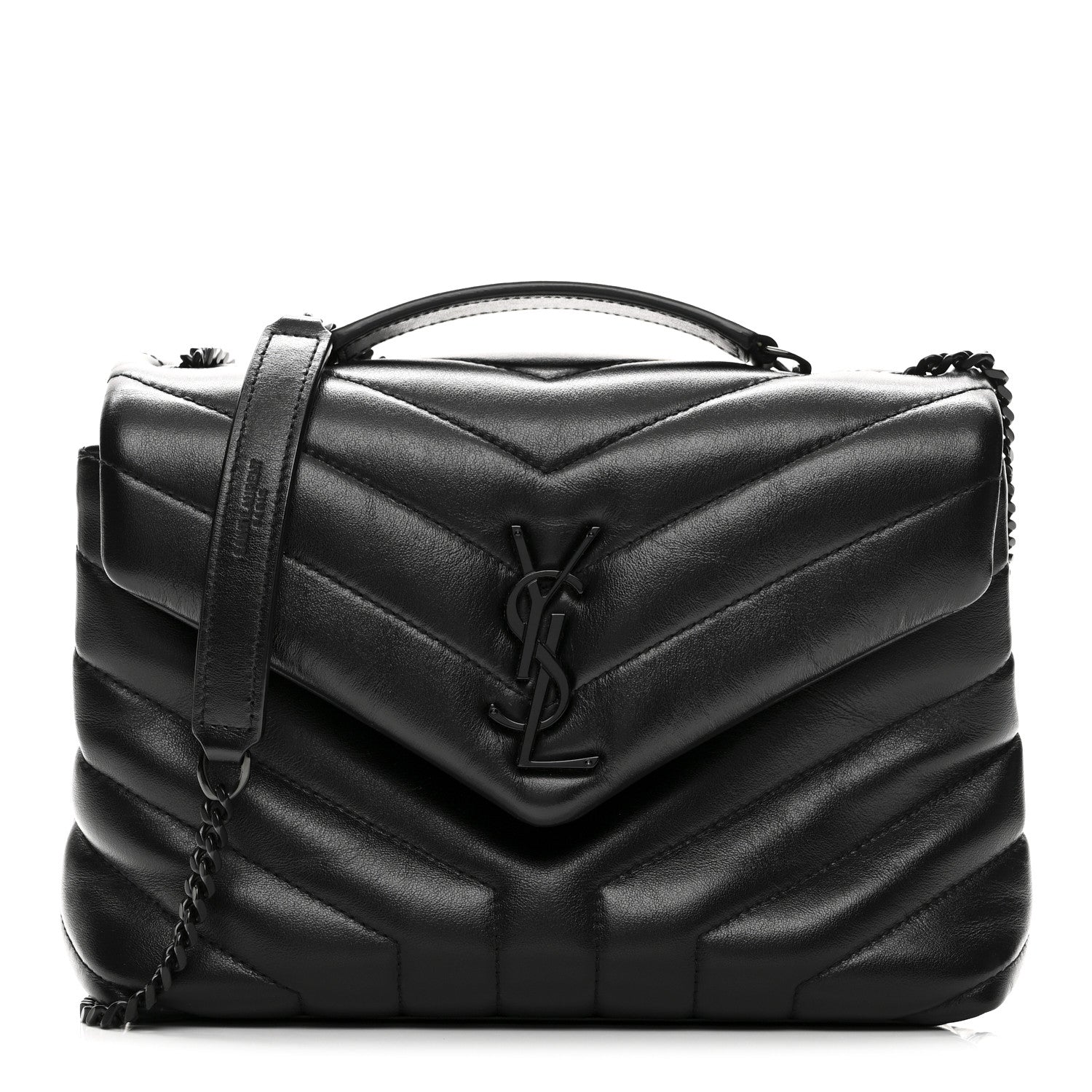 Saint Laurent Calfskin Y Quilted Monogram Monochrome Small Loulou Chain Satchel Black 1 of 10
