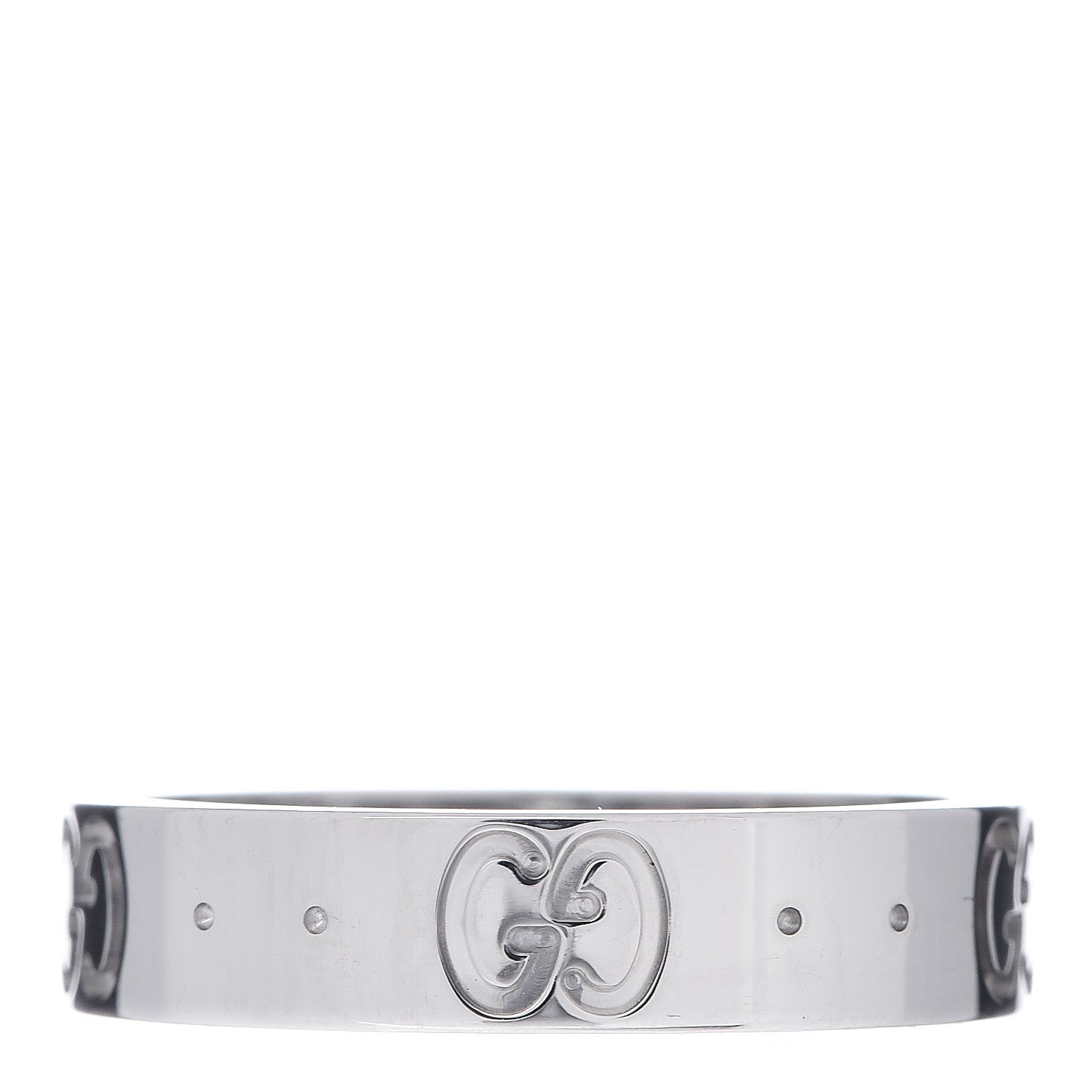 Gucci 18K White Gold 4mm Icon Thin Band Ring 49 4.75 1 of 4
