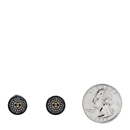 Chanel Crystal Pearl CC Round Earrings Black Silver 2 of 4