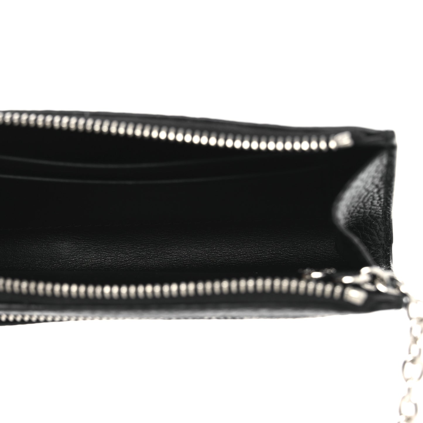 Vitello Daino Stitch Triangle Zip Around Keychain Black