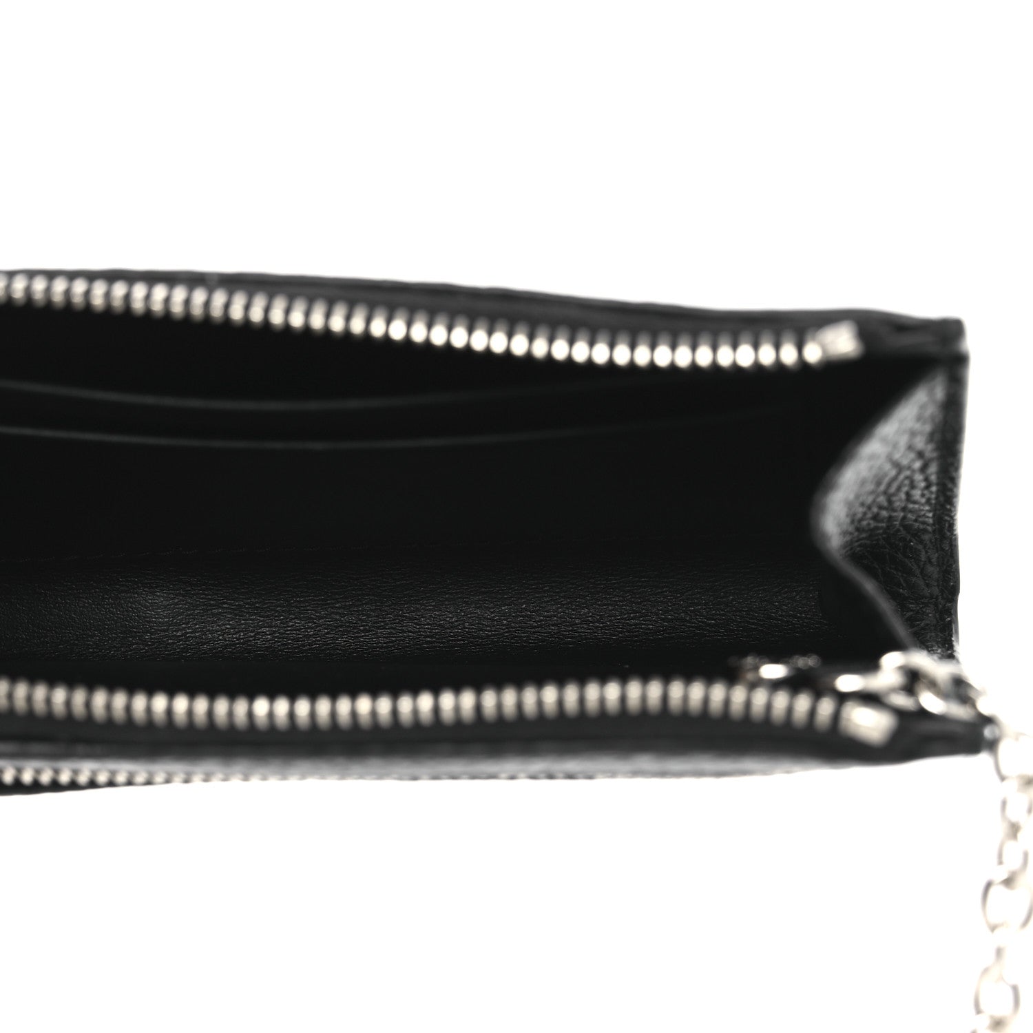 Prada Vitello Daino Stitch Triangle Zip Around Keychain Black 5 of 8
