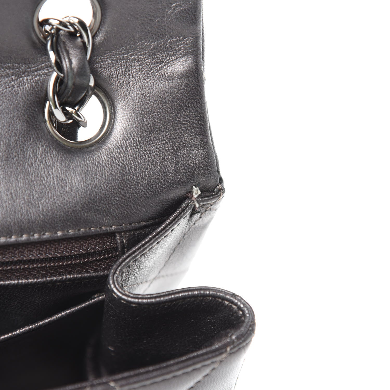 Chanel Metallic Lambskin Quilted Maxi Single Flap Dark Grey 8 of 13