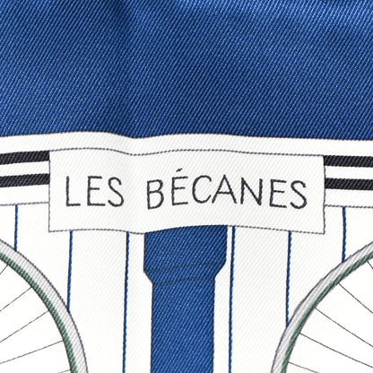 Hermes Silk Vintage Les Becanes Scarf 70 Marine Clair White 3 of 5